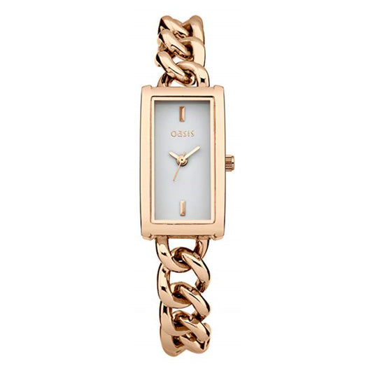 Oasis Women's Quartz Watch White Dial and Rose Gold Bracelet B1493